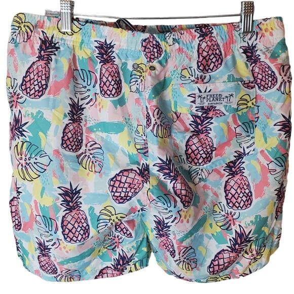 Free Planet Pineapple Men's Colorful Swim Trunks, NWT, XL - Picture 3 of 5